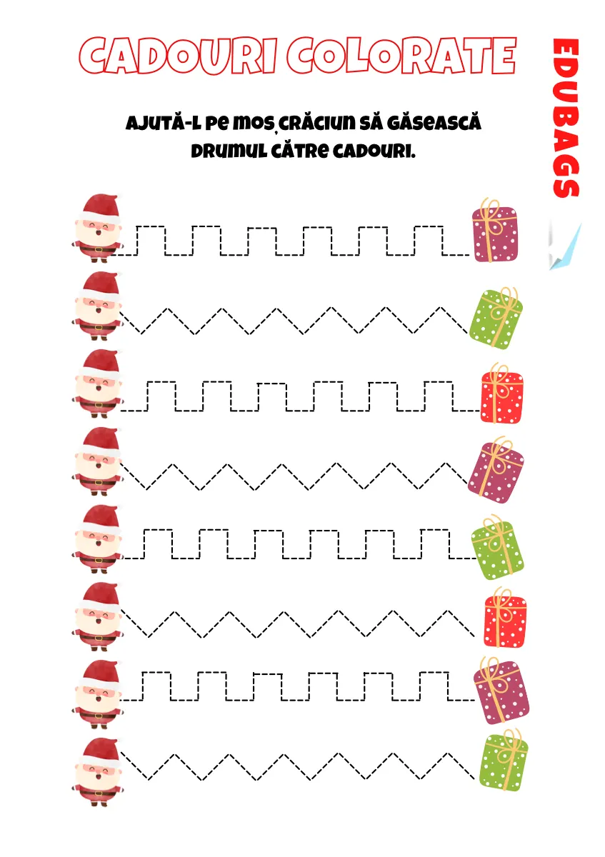 Cadouri colorate - fișă printabilă