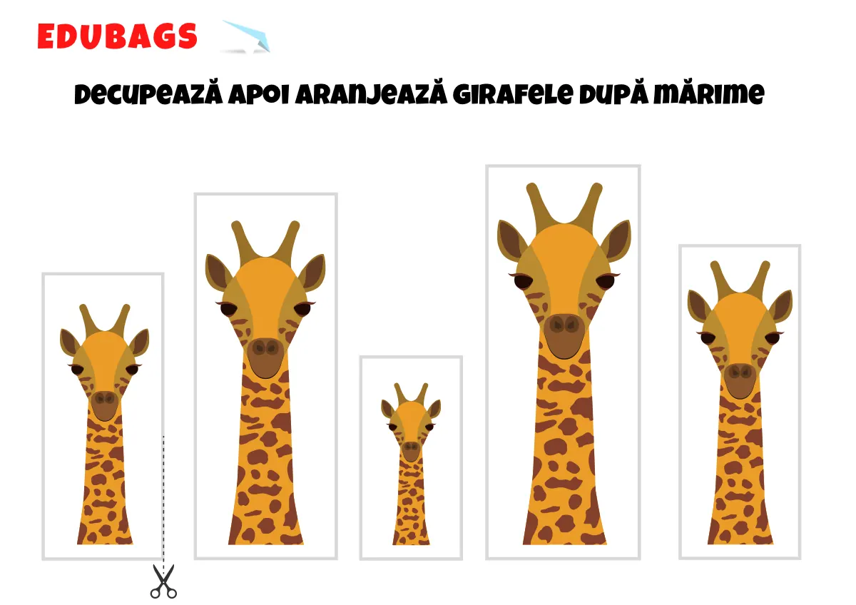 Sortare cu girafe - fișă printabilă